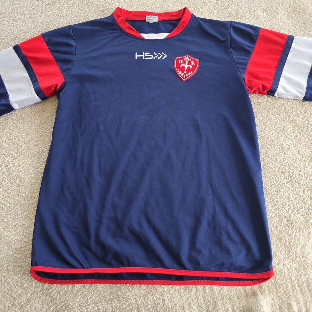 HS U.S. Triestina Long Sleeve Soccer Training Jersey Navy Red White Athletic XL - Picture 10 of 14